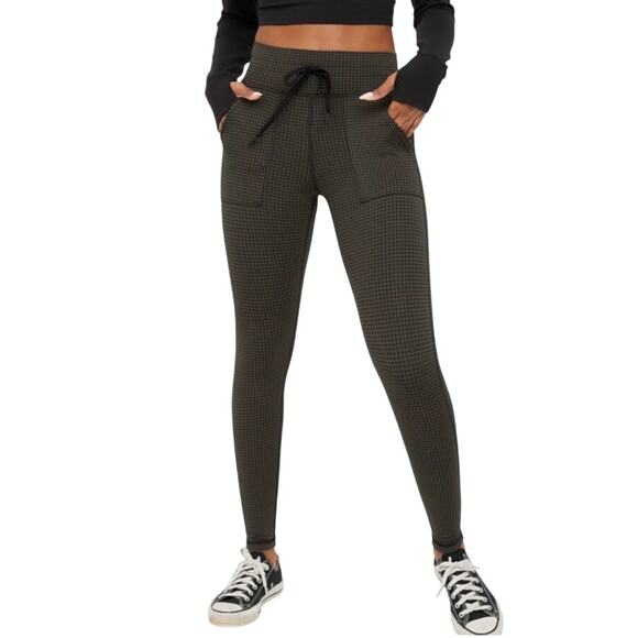 OFFLINE By Aerie Mini Houndstooth Drawcord Legging Olive Black Size S - Picture 1 of 13
